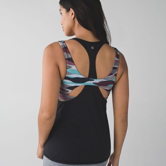 Lululemon All Sport Support Tank Black  Mini Coast Camo Multi - Picture 1 of 11